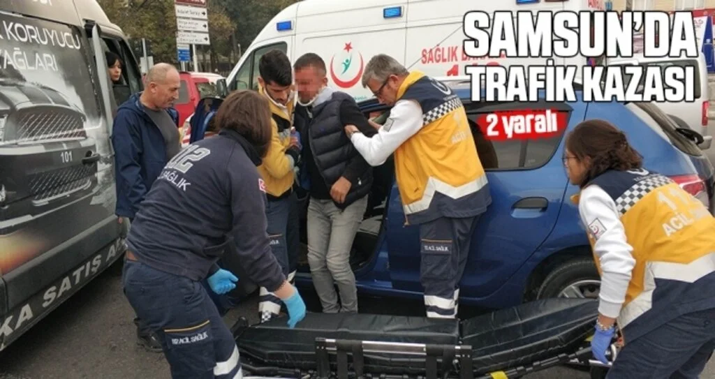 Samsun'da otomobil ile minibüs çarpıştı: 2 yaralı