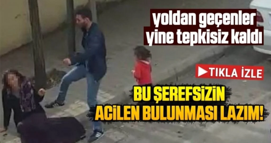 Sokak ortasında kadına şiddet kamerada