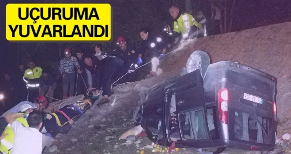 Sürücüsü rahatsızlanan kamyonet uçurumdan yuvarlandı