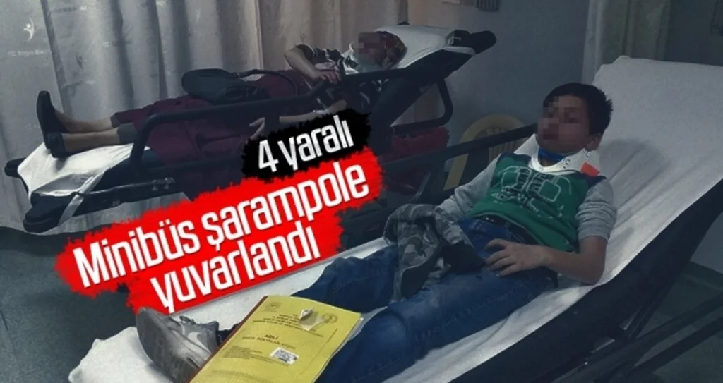 Minibüs şarampole yuvarlandı: 4 yaralı