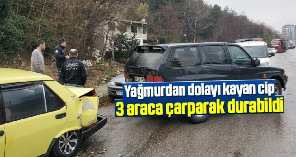 Samsun'da cip park halindeki araçlara çarptı: 1 yaralı