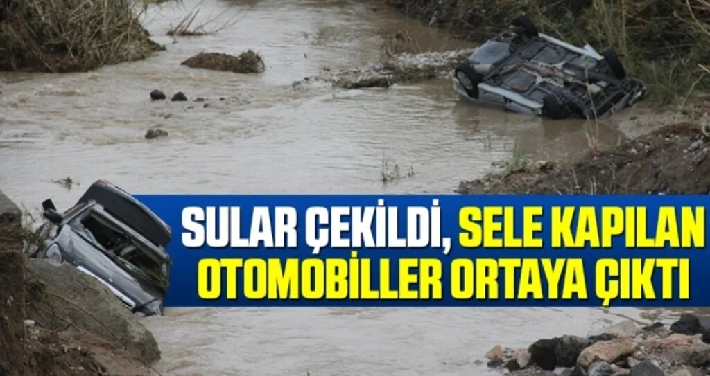 Sular Çekildi, Sele Kapılan Otomobiller Ortaya Çıktı