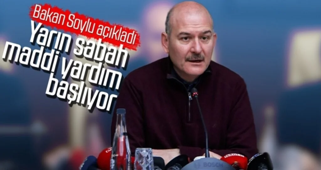 Bakan Soylu açıkladı! Yarın sabah maddi yardım başlıyor