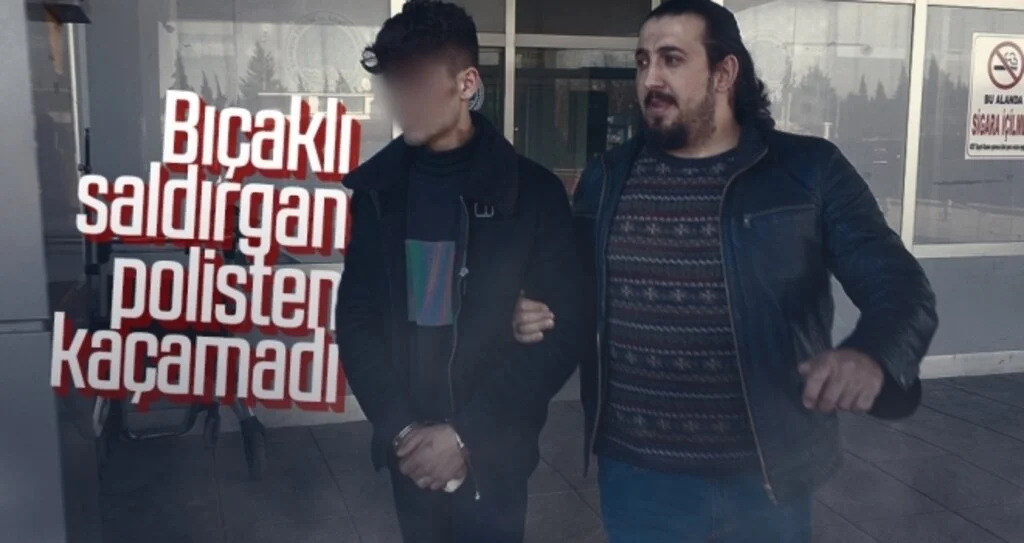 Bıçaklı saldırgan polisten kaçamadı