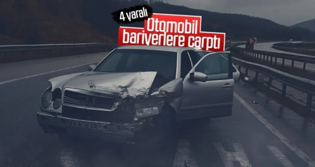 Otomobil bariyerlere çarptı