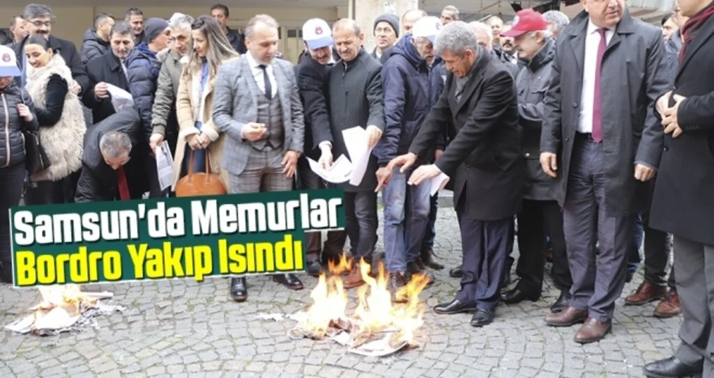 Samsun'da Memurlar Bordro Yakıp Isındı