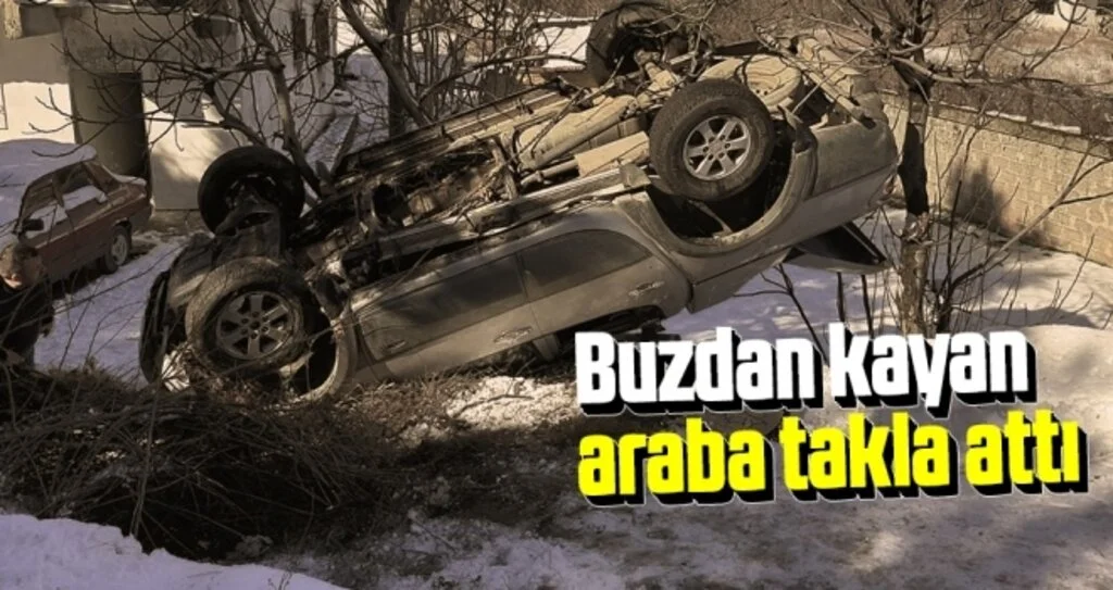 Samsun'da Buzdan Kayan Araba Takla Attı!