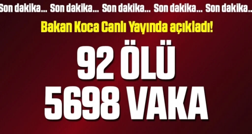 Bakan Koca Canlı Yayında Açıkladı! Can Kaybı 92 Vaka Sayısı 5698 Oldu! (27 Mart 2020)