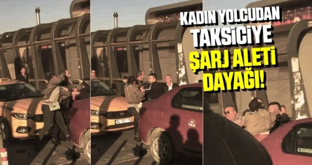 Kadın Yolcudan Taksiciye 'Şarj Aleti' Dayağı