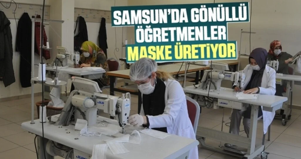 Samsun'da Gönüllü Öğretmenler Maske Üretiyor