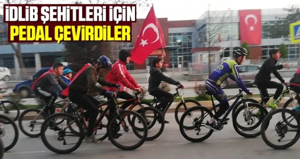 Samsun'da İdlib şehitleri için pedal çevirdiler