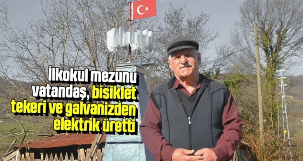 Samsun'da İlkokul mezunu vatandaş, bisiklet tekeri ve galvanizden elektrik üretti