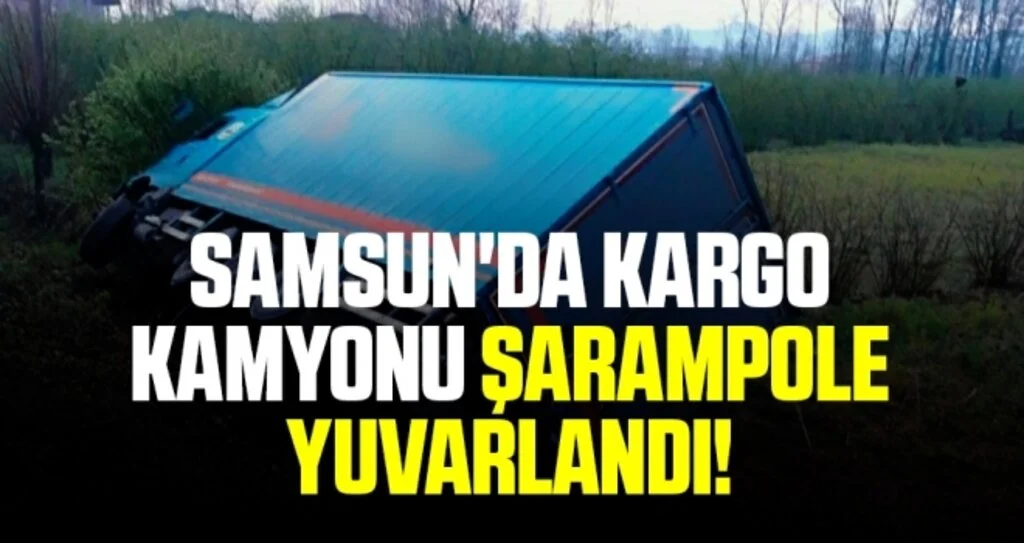 Samsun'da Kargo Kamyonu Şarampole Yuvarlandı!