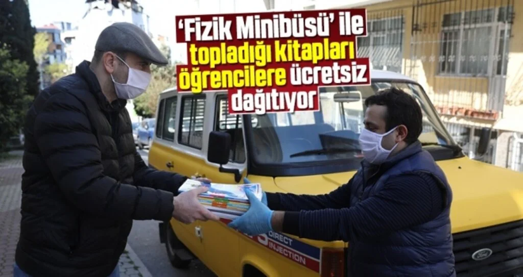 ‘Fizik Minibüsü’ ile topladığı kitapları öğrencilere ücretsiz dağıtıyor