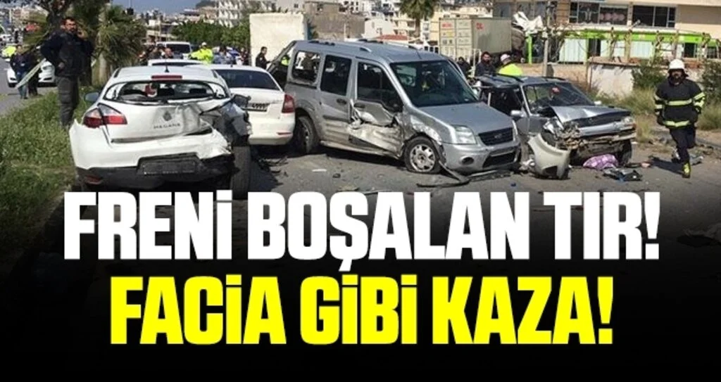 Freni Boşalan Tır Çok Sayıda Araca Çarparak Durabildi