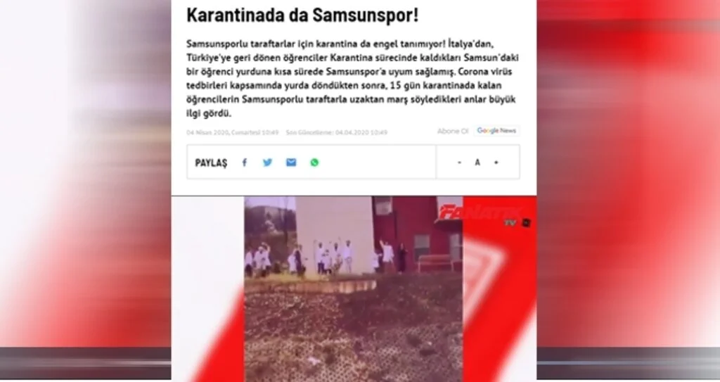 'Karantinada da Samsunspor' Fanatik'e manşet oldu