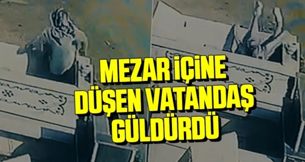 Mezar İçine Düşen Vatandaş Güldürdü