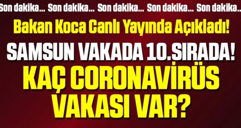 Samsun Coronavirüs Vakasında 10.Sırada! Samsun'da Kaç Coronavirüs Vakası Var?