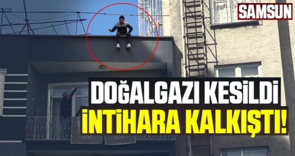 Samsun'da Doğal gaz firması sayacını söktüğü iddiasıyla çatıda intihara kalkıştı