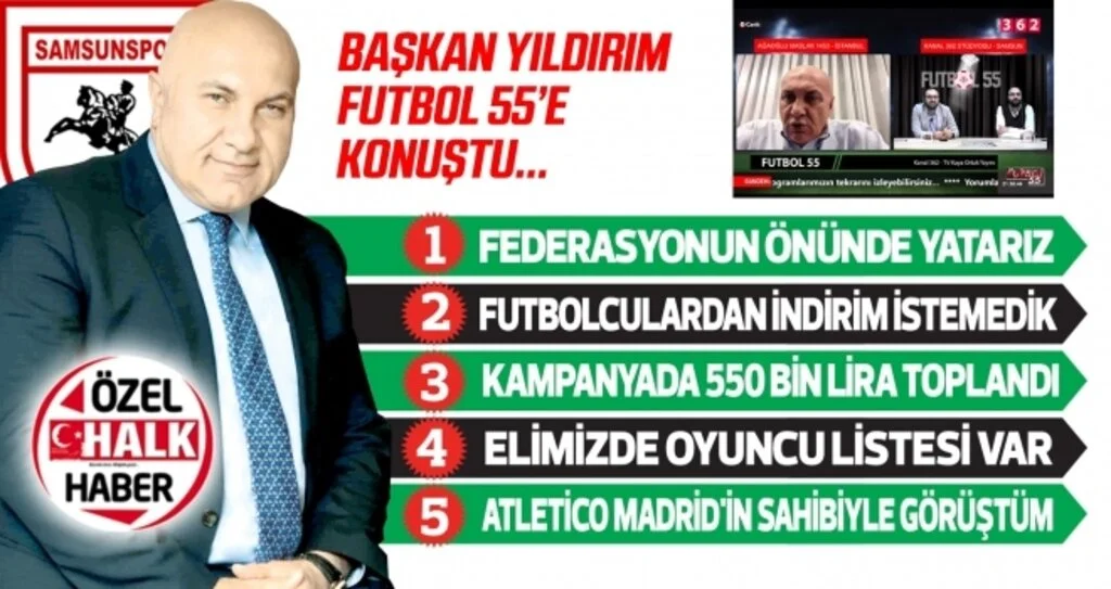 Samsunspor Başkanı Yüksel Yıldırım: Gerekirse ölüm orucuna gideriz