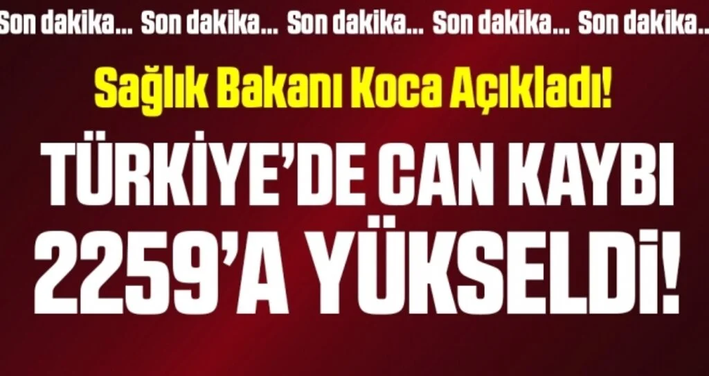 Son dakika! Türkiye'de koronavirüsten hayatını kaybedenlerin sayısı 2259'a yükseldi