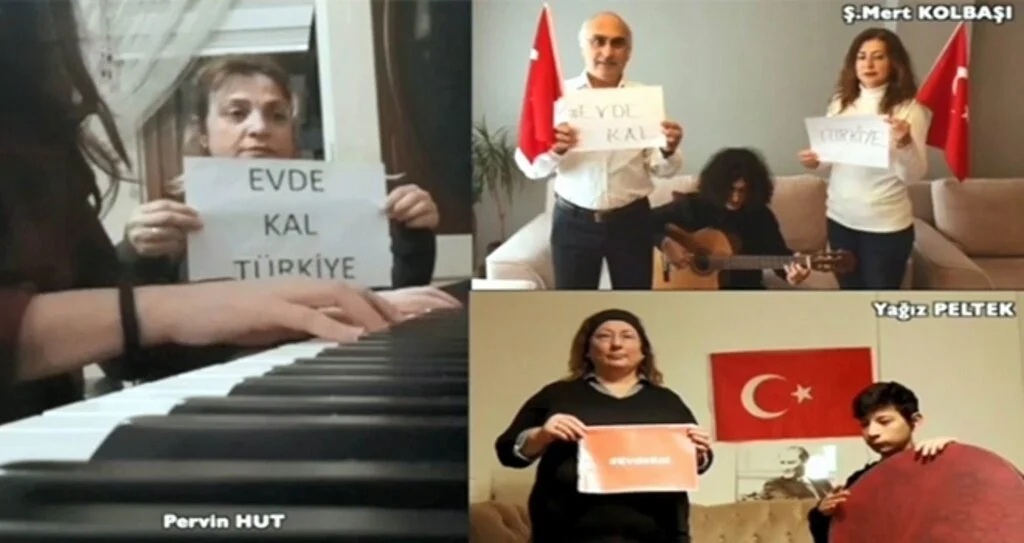 Veli ve öğrencilerden İstiklal Marşlı “evde kal” mesajı