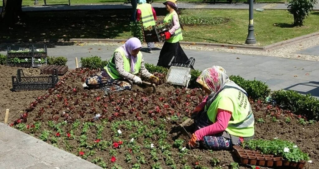 Anıt Park'taki çiçekler yenilendi