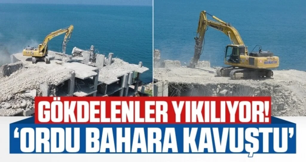 Ordu'daki gökdelenlerin yıkımı devam ediyor