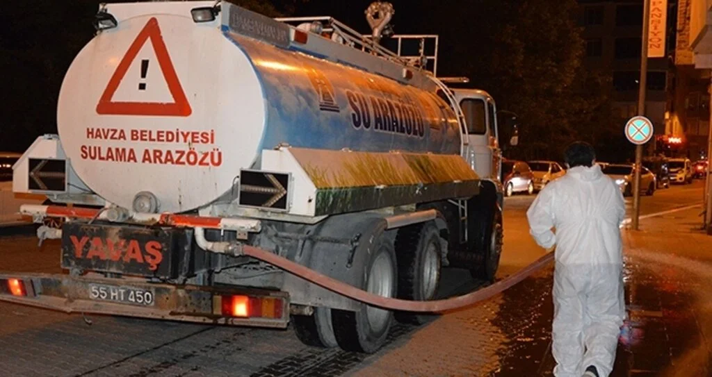 Havza’da caddeler dezenfekte edildi