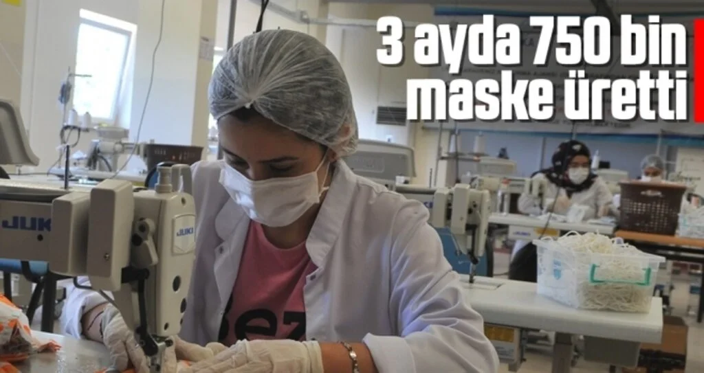 Okul fabrika gibi çalıştı, 3 ayda 750 bin maske üretti