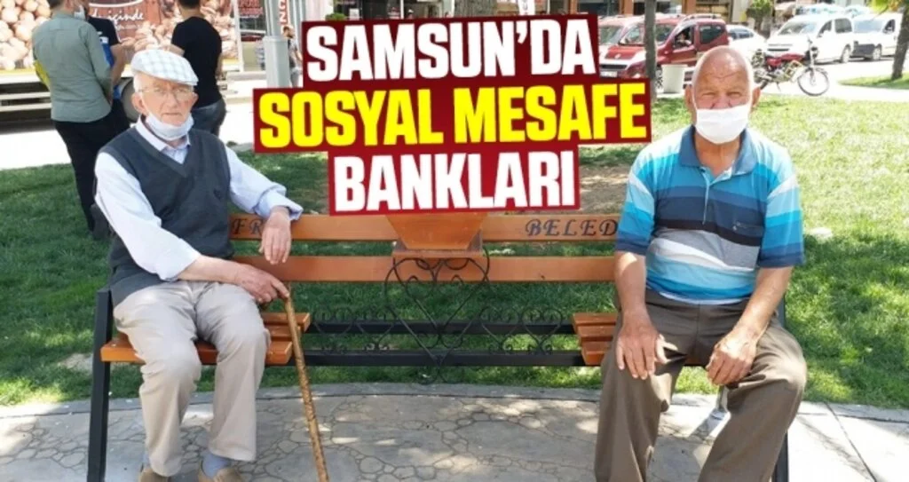 Samsun'da Sosyal Mesafe Bankları!