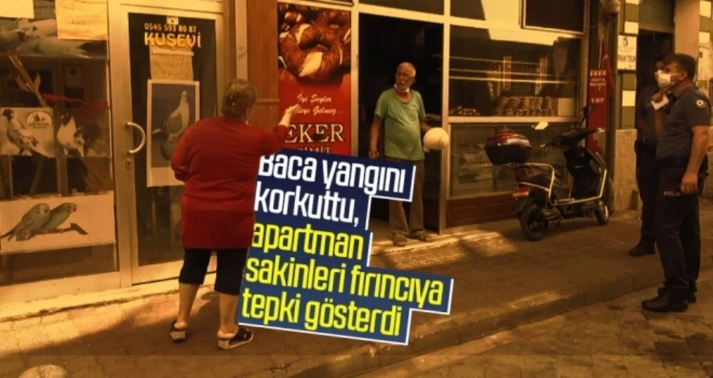 Baca yangını korkuttu, apartman sakinleri fırıncıya tepki gösterdi