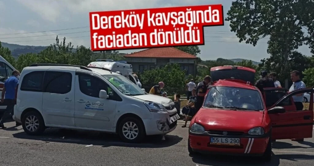 Dereköy kavşağında faciadan dönüldü