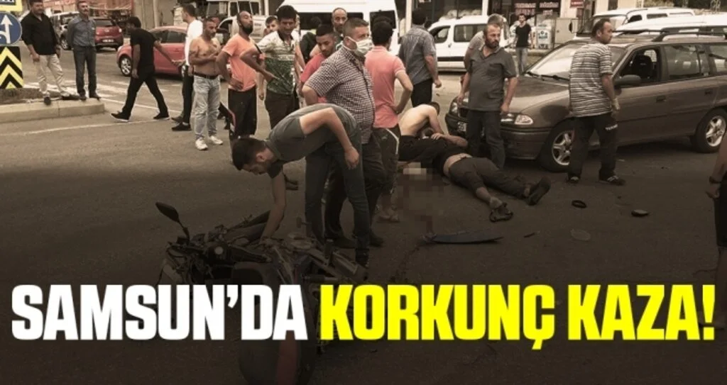 Samsun'da Otomobille Motosiklet Kazası!