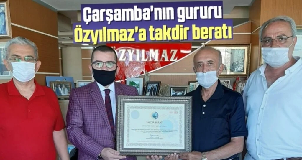 Çarşamba'nın gururu Özyılmaz'a takdir beratı