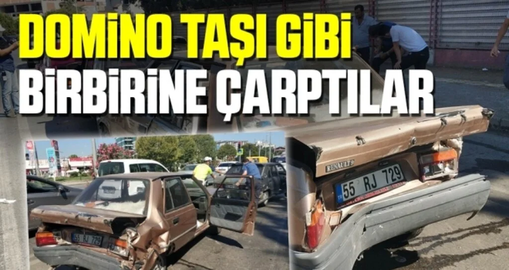Samsun'da Araçlar domino taşı gibi birbirlerine çarptı!