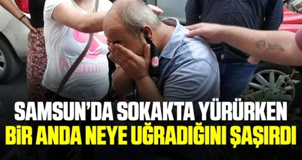 Samsun'da Sokakta yürürken kafasına tabela düştü