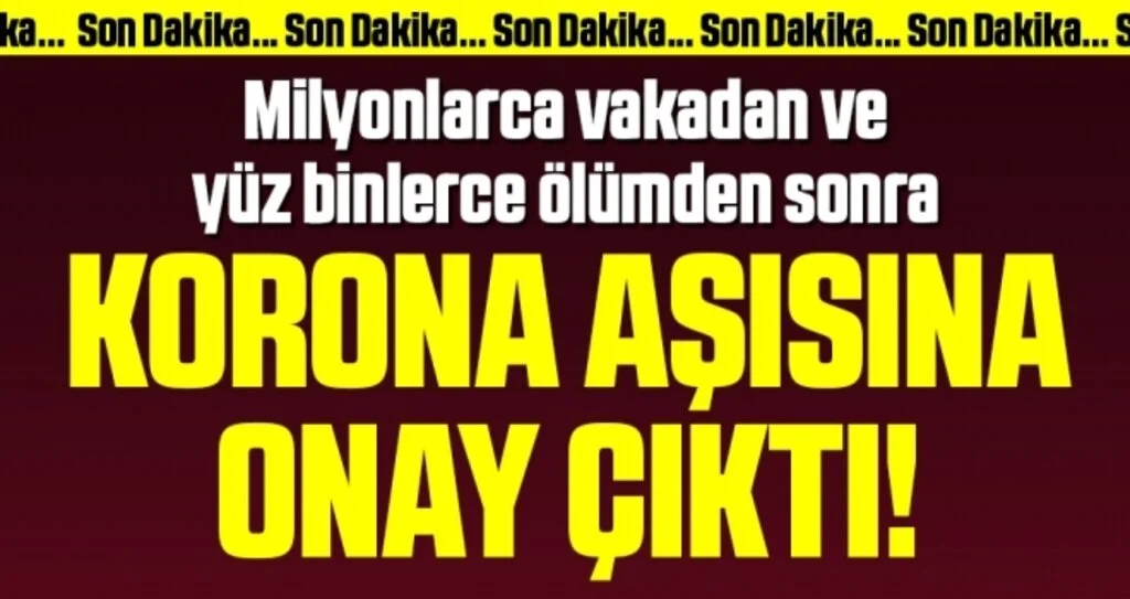 Son dakika… Corona virüsü aşısına onay çıktı