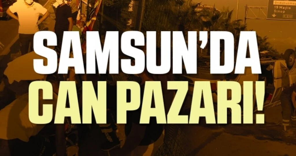 Samsun'da dolmuş minibüs ile otomobilin çarpıştığı kazada can pazarı yaşandı