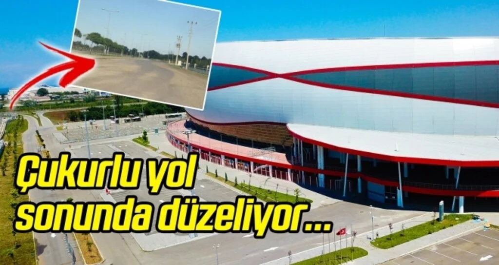 Stadyuma giden çukurlu yol sonunda düzeltiliyor