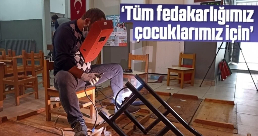 Fedakar öğretmenler öğrencileri için okulu atölyeye çevirdiler