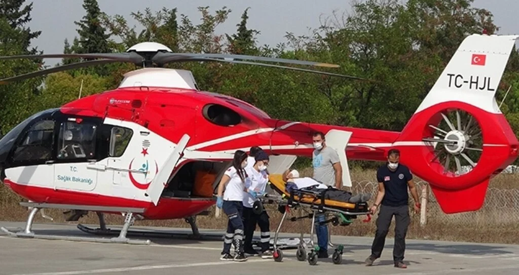 Kalp krizi geçiren şahsın yardımına ambulans helikopter yetişti