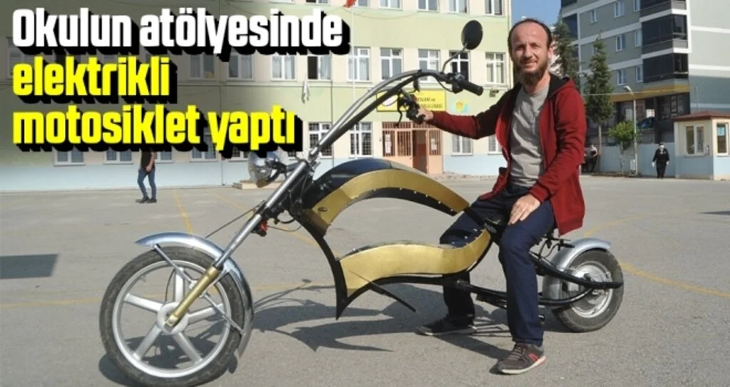 Okulun atölyesinde elektrikli motosiklet yaptı
