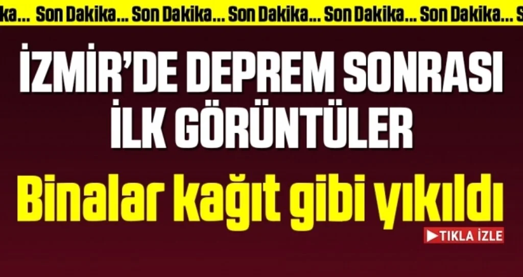 Son dakika: İzmir'de deprem sonrası ilk görüntüler! Binalar kağıt gibi yıkıldı