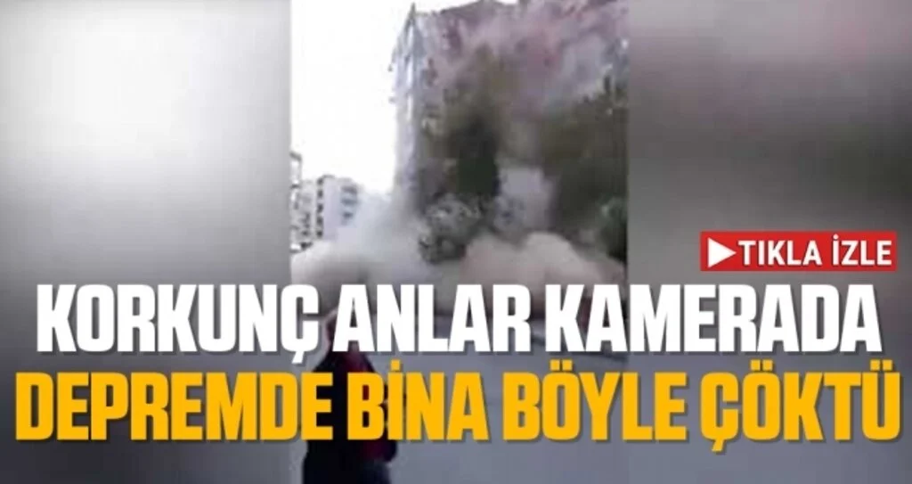 Son dakika! İzmir'de yaşanan deprem sonrası bir binanın çökme anı kamerada