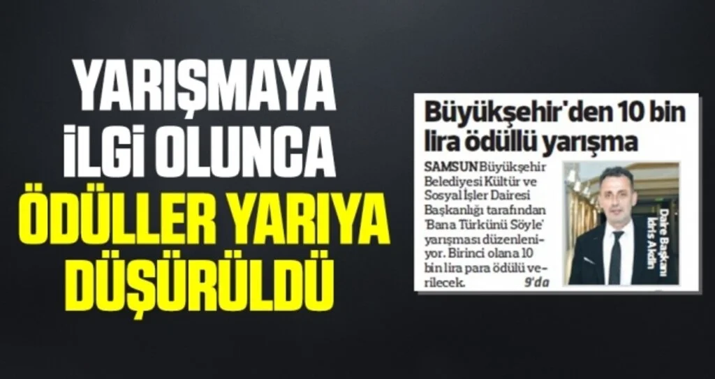 Yarışmaya ilgi olunca ödüller yarıya düşürüldü 