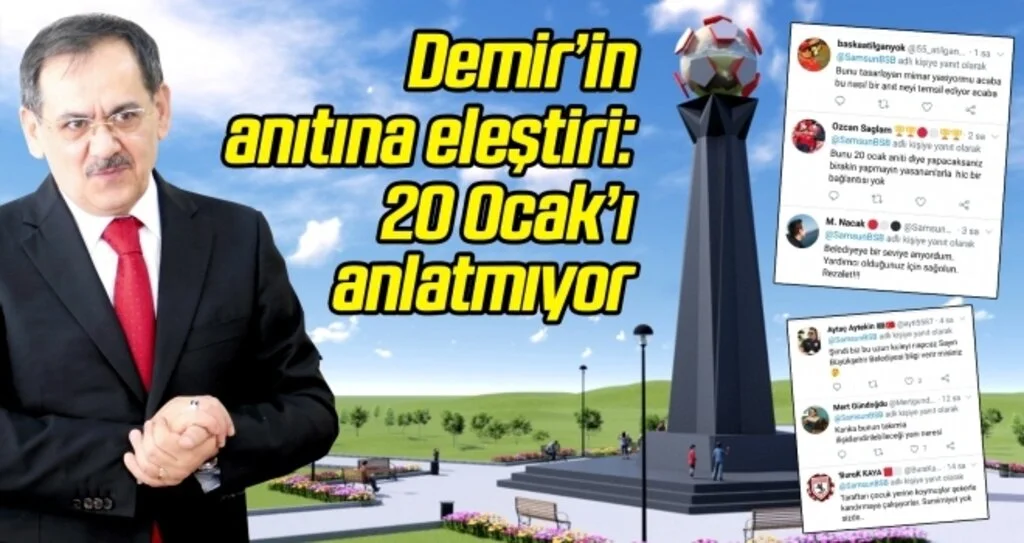 Başkan Demir'in anıtına eleştiri: 20 Ocak'ı anlatmıyor!