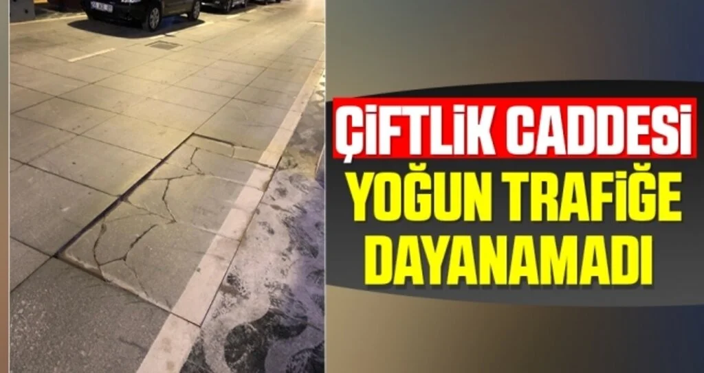 Çiftlik Caddesi yoğun trafiğe dayanamadı 