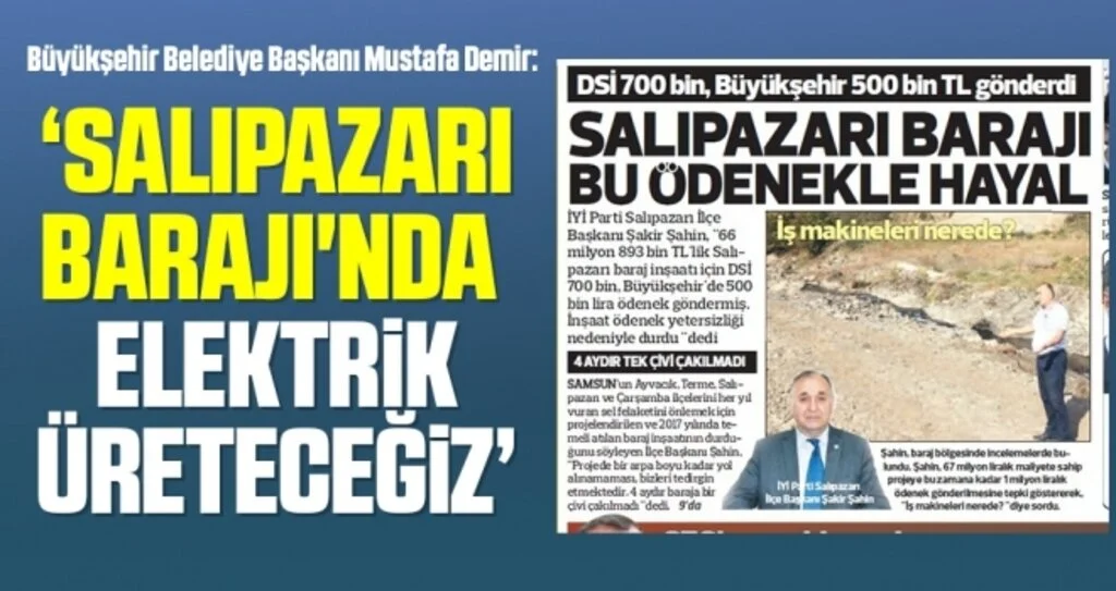 'Salıpazarı Barajı'nda elektrik üreteceğiz'