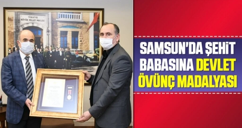 Samsun'da şehit babasına devlet övünç madalyası